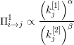         ( [1])α
 1       kj
Πi→j ∝  (-[2])β-
         kj
